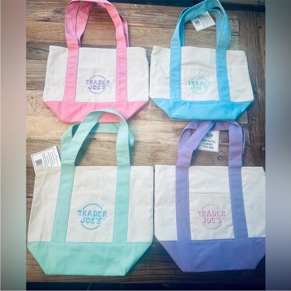 Trader Joe's Pastel Mini Tote Bag - Pink, Blue, Mint, Lavender - Picture 2 of 5